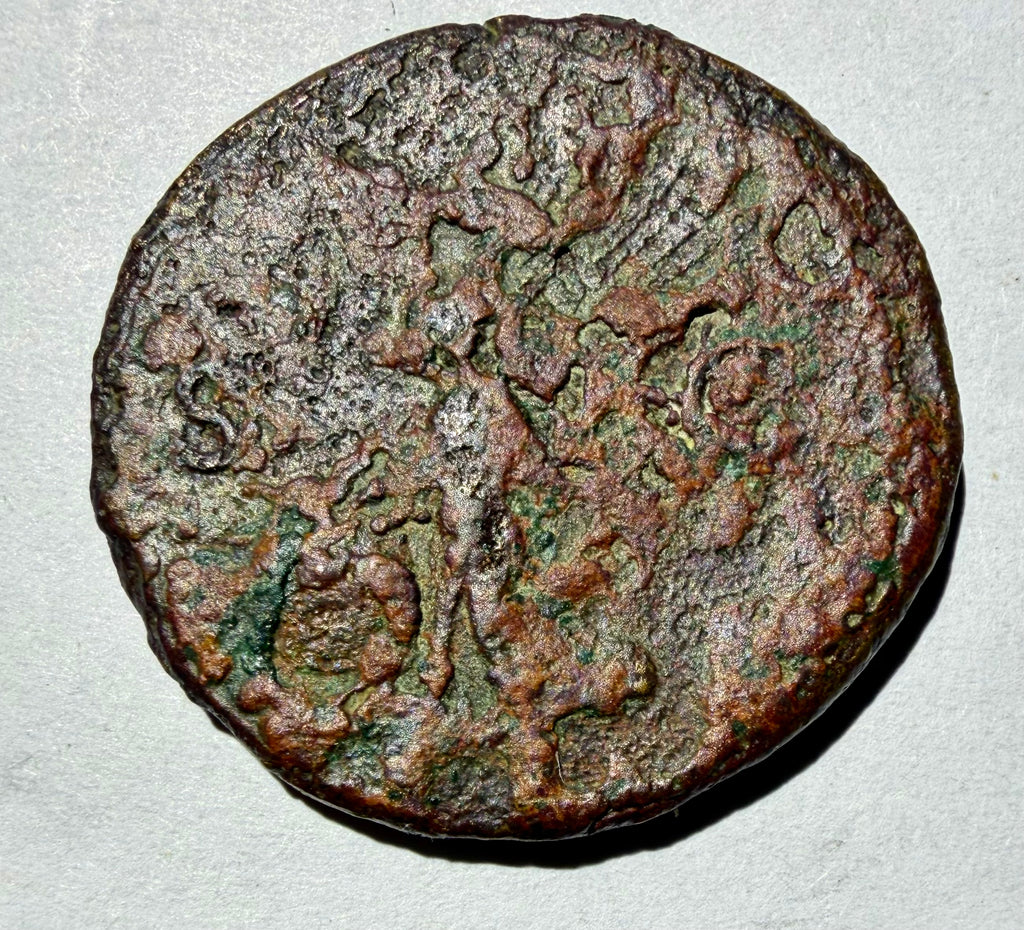 Ancient Roman Coin. Emperor Nero 54-68 AD. Victory Moving Left Bronze AS