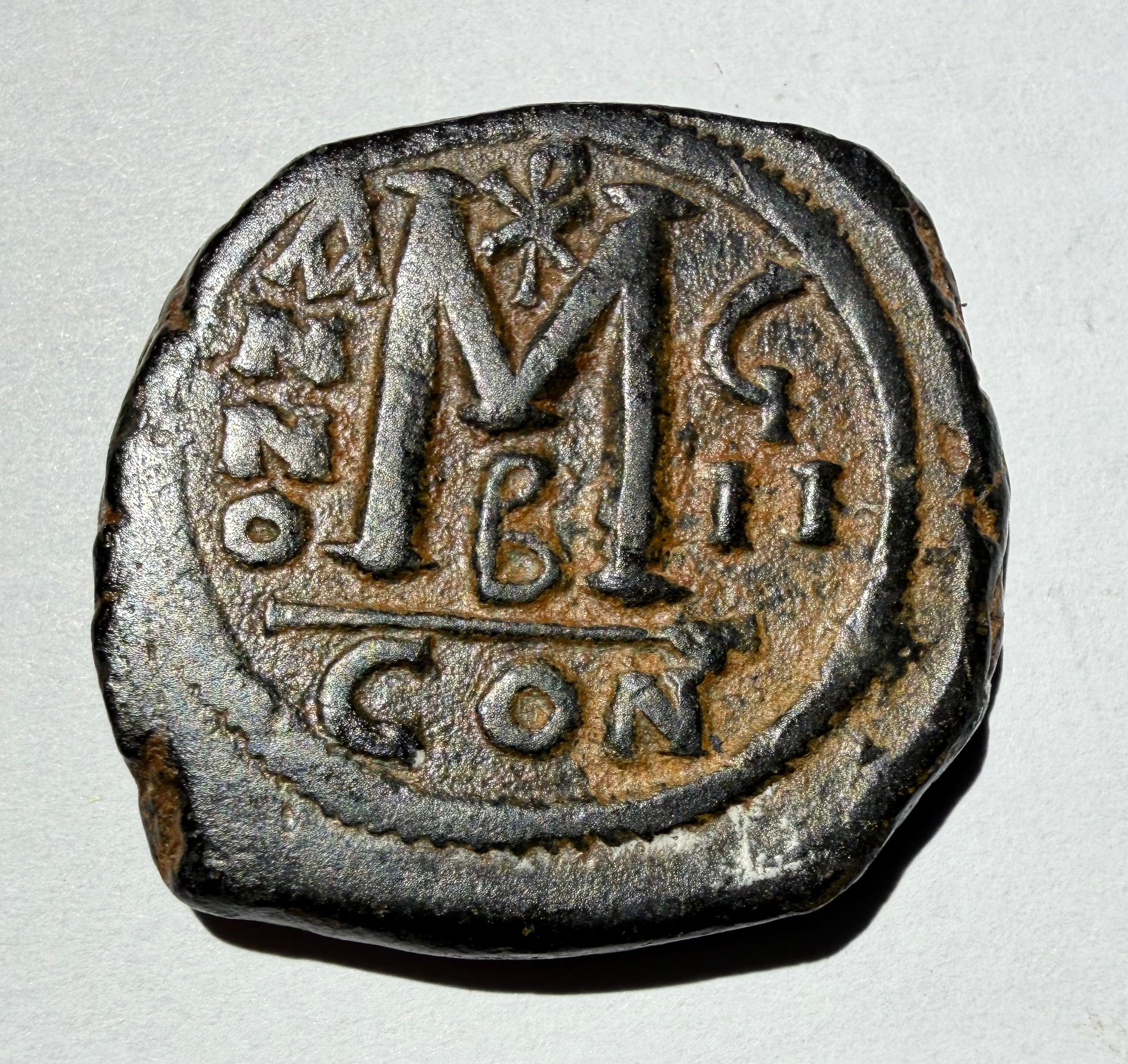 Justin II & Sophia Byzantine AE Follis Year 7 Constantinople Mint 18.34g SB 360