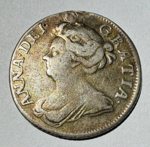 Queen Anne 1707 Silver Shilling - Post-Union Impaled Shields