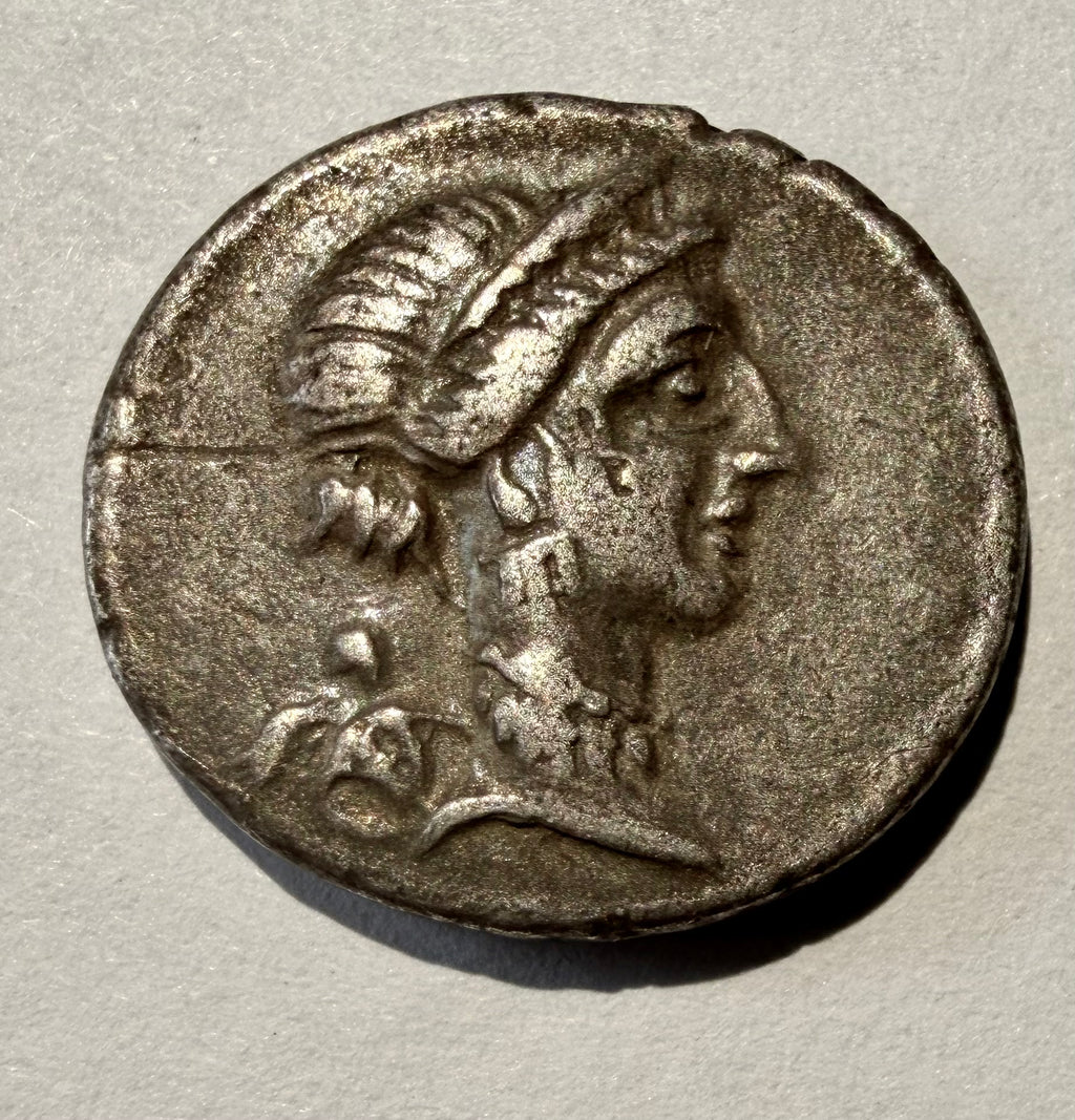 Julius Caesar AR Denarius 46-45 BC Trophy & Captives Silver Coin Crawford 468/1