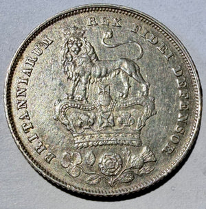 1825 George IV Bare Head Silver Shilling Spink 3812 -third reverse-superb