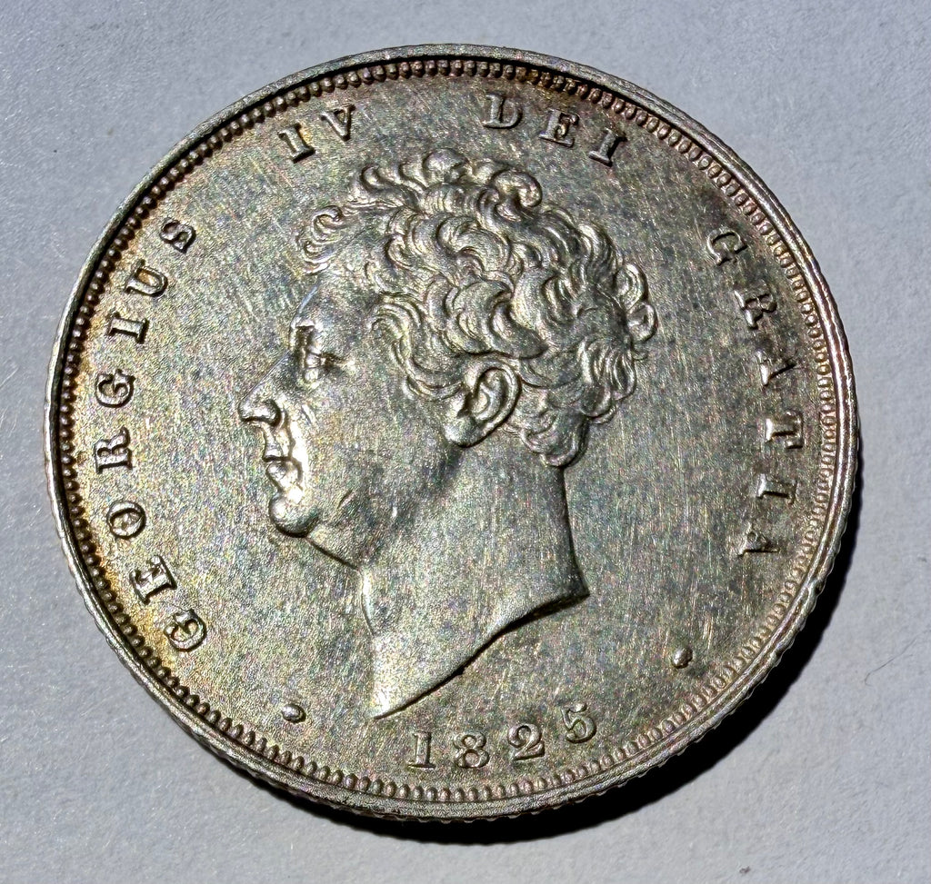 1825 George IV Bare Head Silver Shilling Spink 3812 -third reverse-superb
