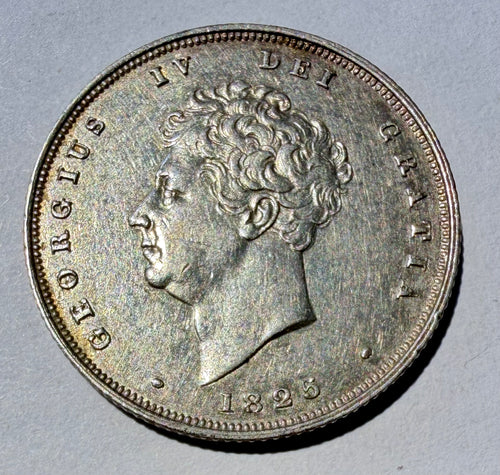 1825 George IV Bare Head Silver Shilling Spink 3812 -third reverse-superb
