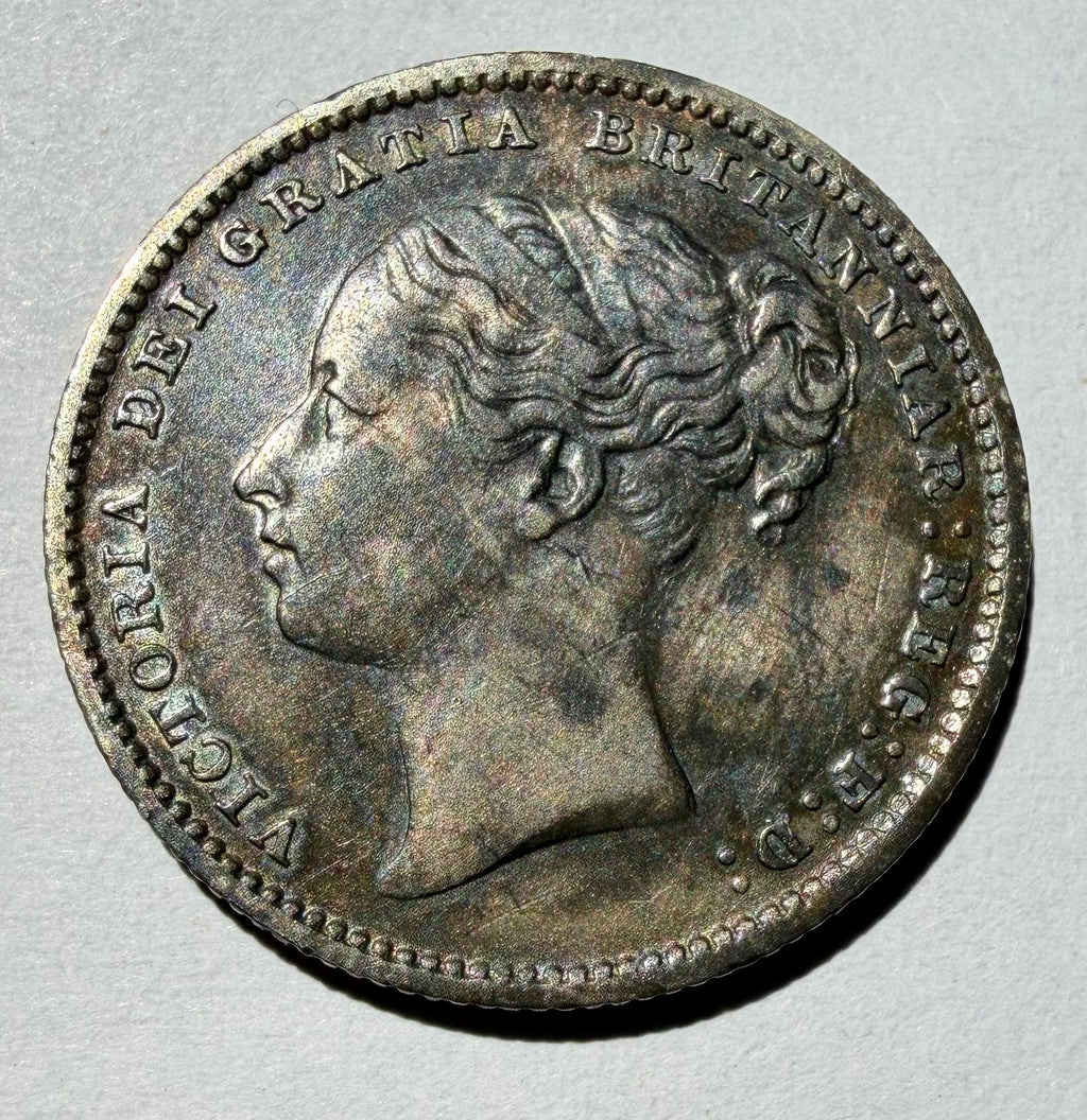 1887 Victoria Young Head Silver Shilling - Choice EF/AU-heavily toned