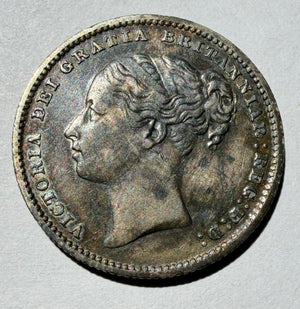 1887 Victoria Young Head Silver Shilling - Choice EF/AU-heavily toned