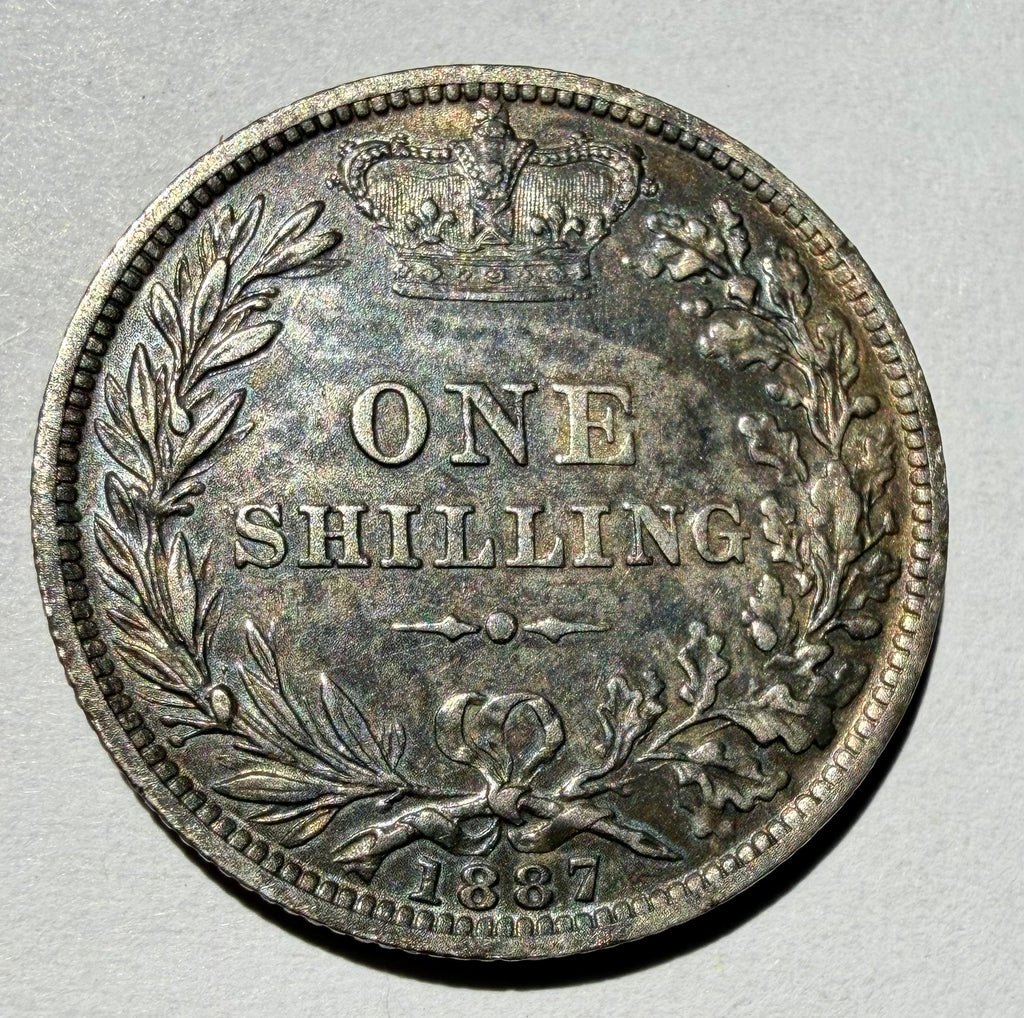 1887 Victoria Young Head Silver Shilling - Choice EF/AU-heavily toned