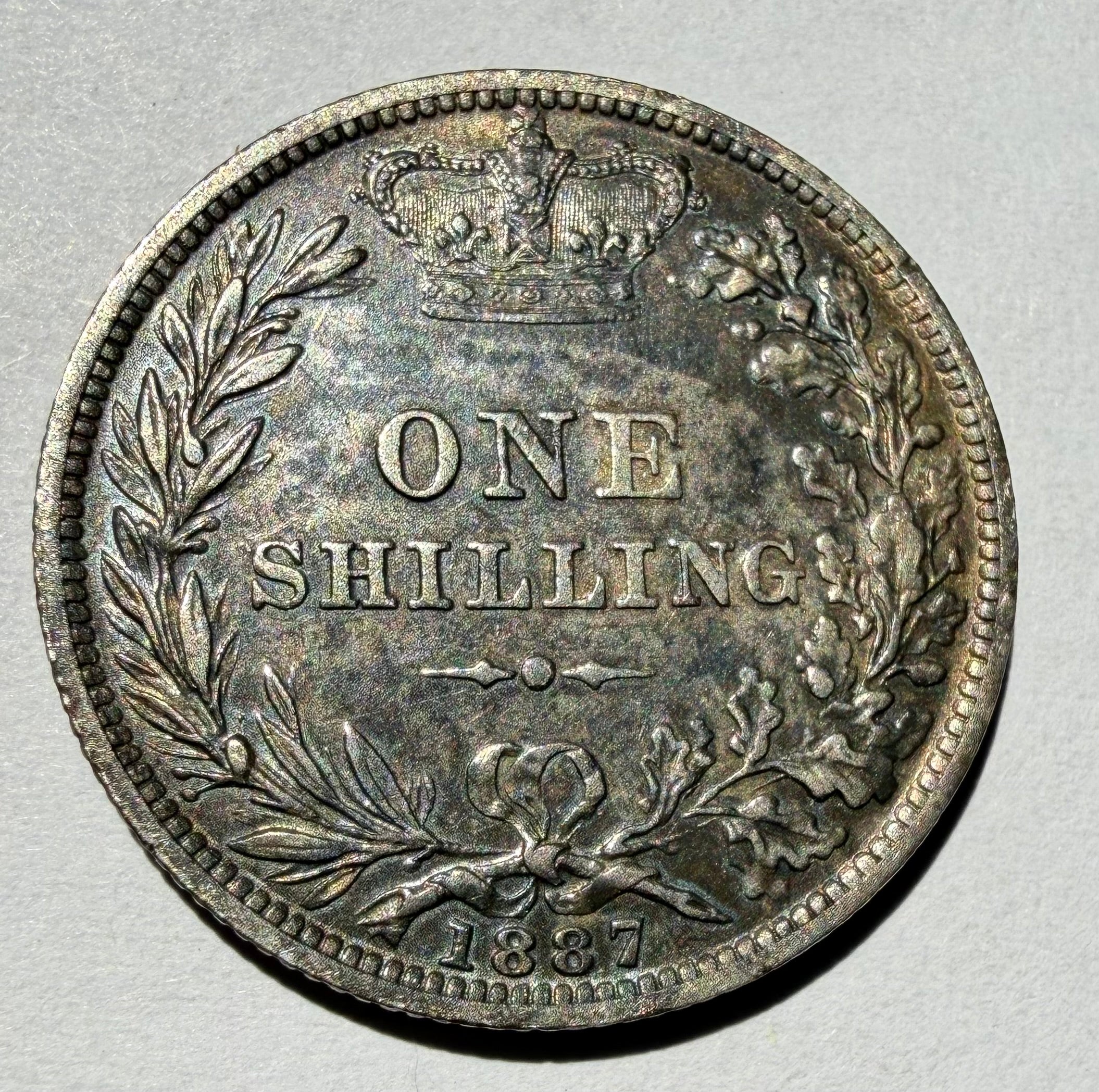 1887 Victoria Young Head Silver Shilling - Choice EF/AU-heavily toned