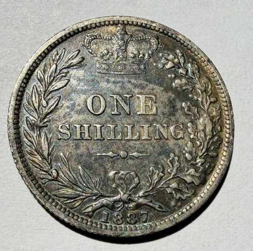 1887 Victoria Young Head Silver Shilling - Choice EF/AU-heavily toned
