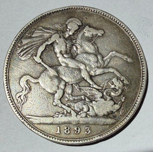 1893 LVII Queen Victoria Silver Crown Coin