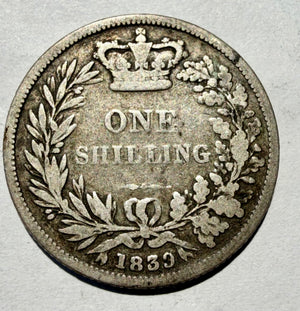 Queen Victoria shilling 1839