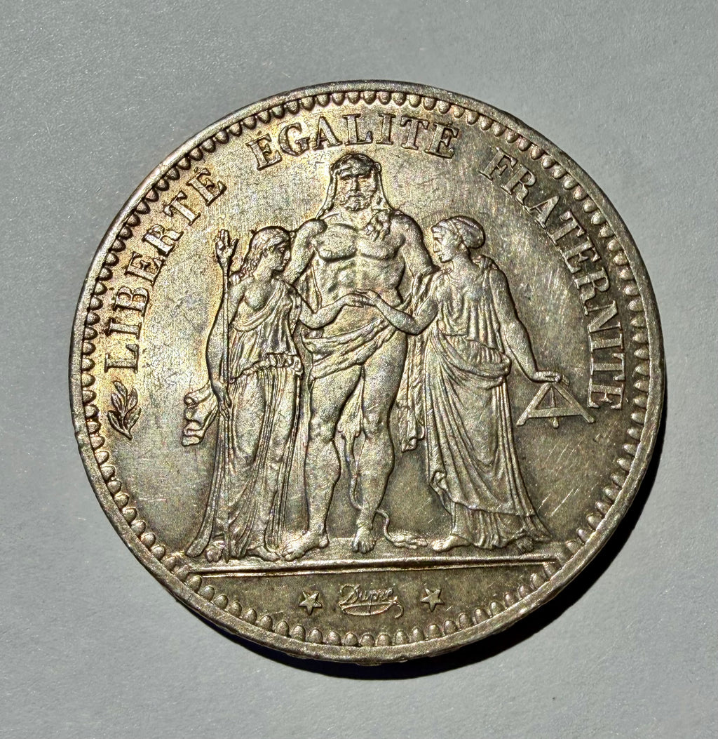 France 1874 A Silver 5 Francs Hercules Third Republic - High Grade Choice AU/MS
