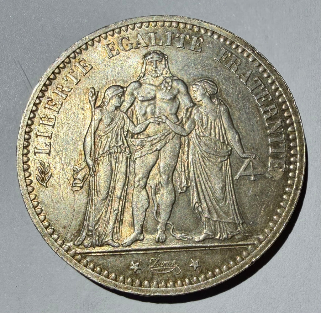 France 1873 A Silver 5 Francs Hercules Third Republic - High Grade Choice AU/MS