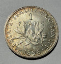 France 1898 Silver 1 Franc Coin - Choice uncirculated