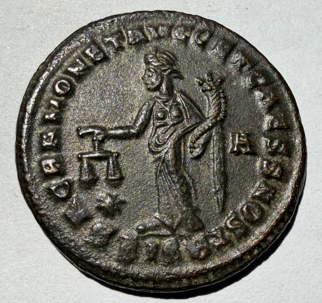 GALERIUS as Caesar Roman Bronze Follis Coin SACRA MONETA Aquileia