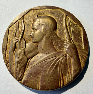 French Art Deco Medal Diana Huntress Robert Cochet Bronze Gilt Paris J D'Estray