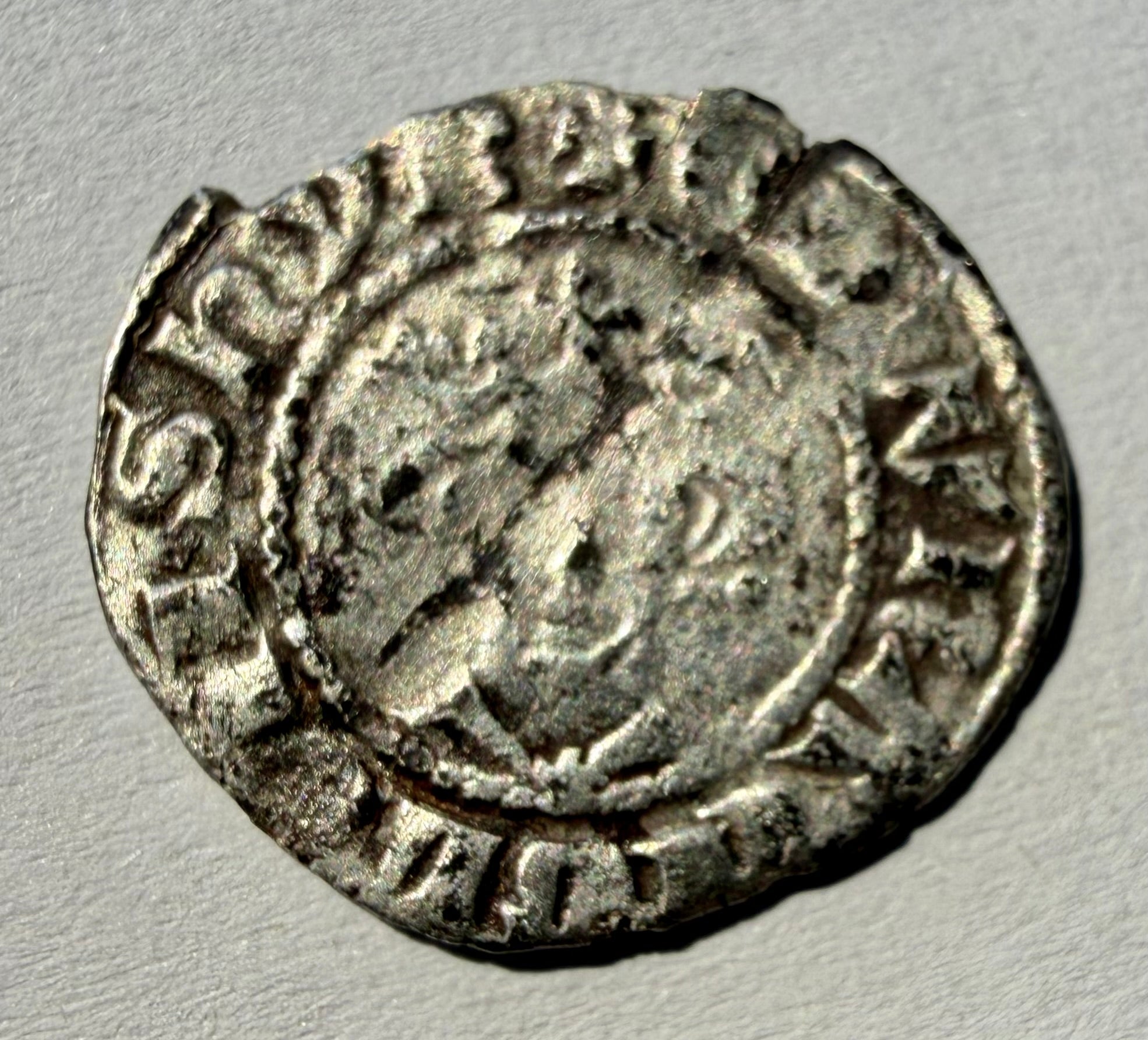 Edward I Silver Long Cross Penny Bristol Mint Class 9b - Star On Breast S-1416