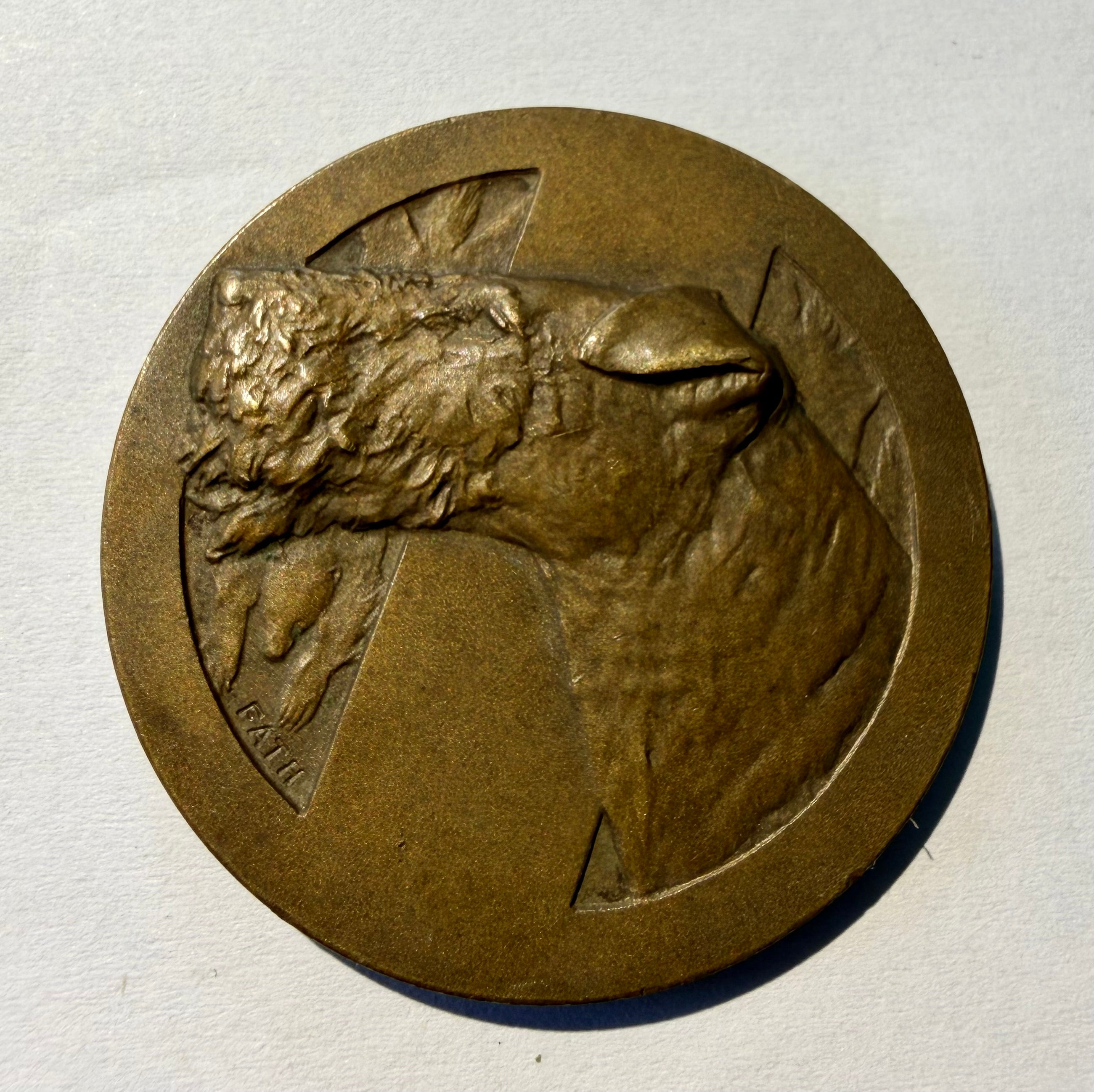 Richard Fath Art Deco Bronze Dog Medal, Special Terrier Paris, c.1930 41mm