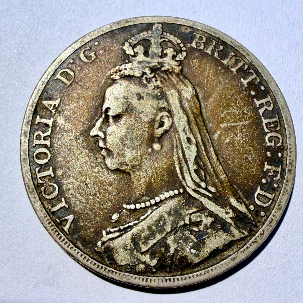 1890 Queen Victoria Silver Crown Coin Jubilee Head