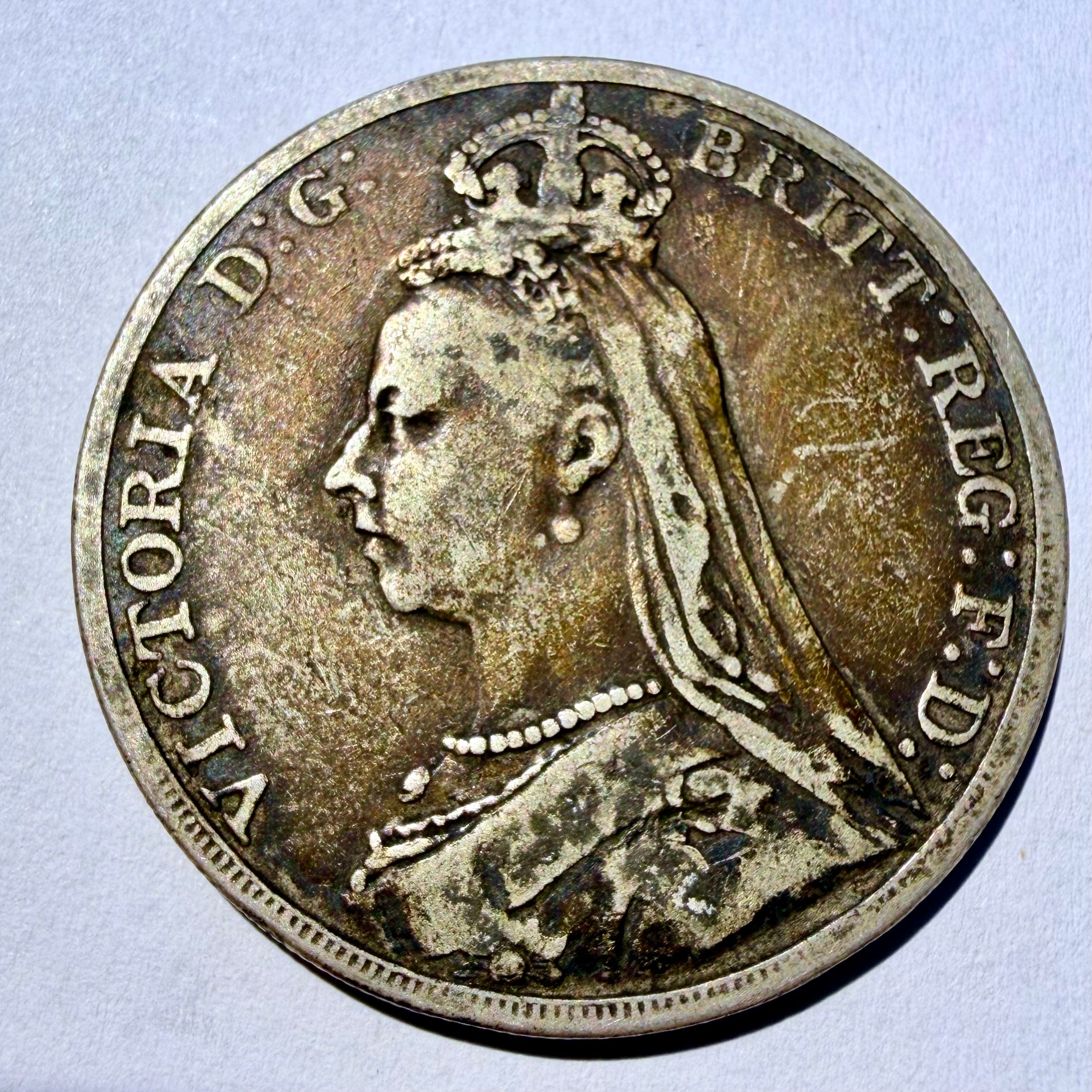 1890 Queen Victoria Silver Crown Coin Jubilee Head