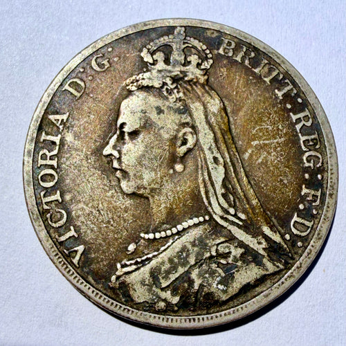 1890 Queen Victoria Silver Crown Coin Jubilee Head