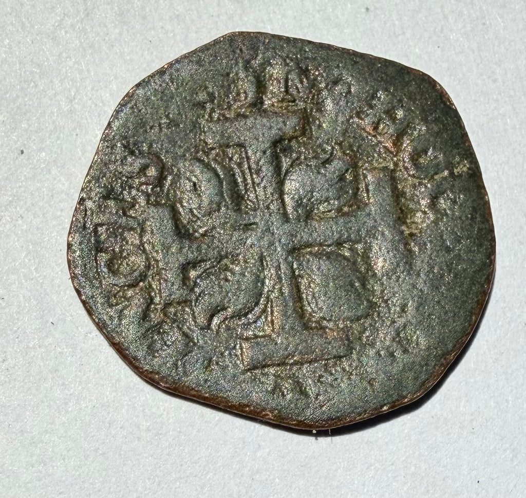 1614-1629 France Feudal Copper Double Tournois Chateau-Regnault Princess Louise