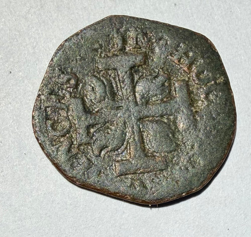 1614-1629 France Feudal Copper Double Tournois Chateau-Regnault Princess Louise