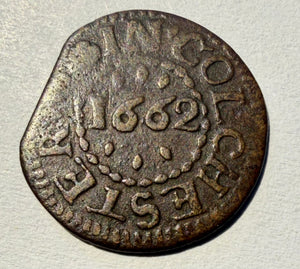 ESSEX Colchester 1662 Jacob Miller 17th C Copper Trade Farthing Token W.134