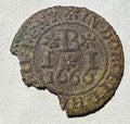 1666 James Budd Weymouth Dorset 17th C Halfpenny Trade Token - BW 198