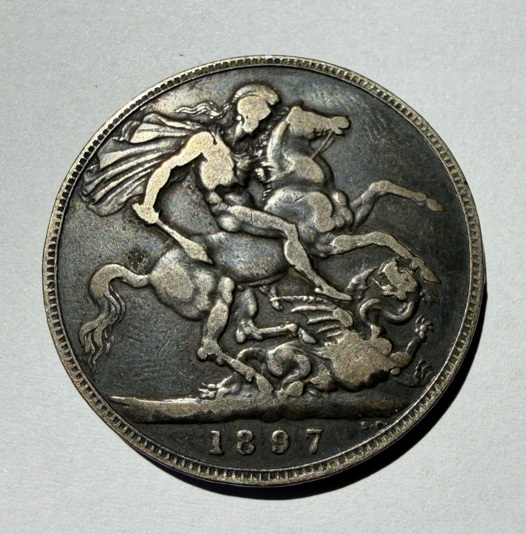 1897 Queen Victoria Veiled Head Silver Crown - Regnal Year LXI