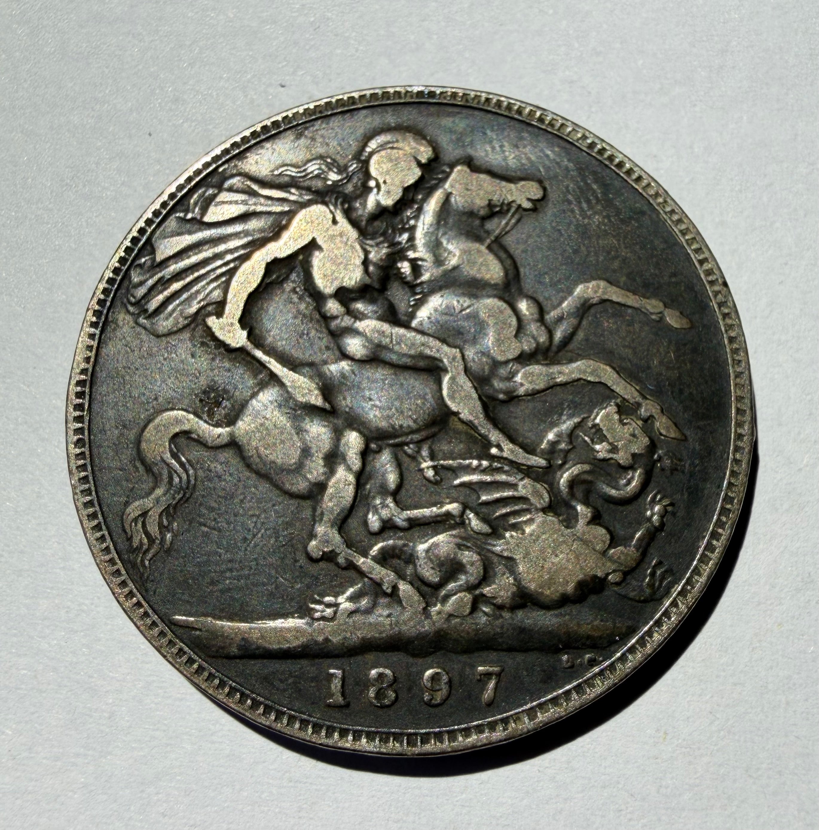 1897 Queen Victoria Veiled Head Silver Crown - Regnal Year LXI