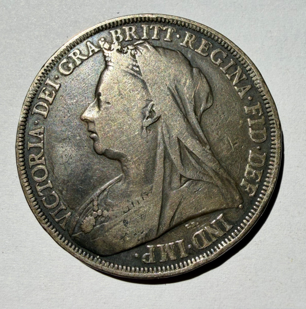 1897 Queen Victoria Veiled Head Silver Crown - Regnal Year LXI