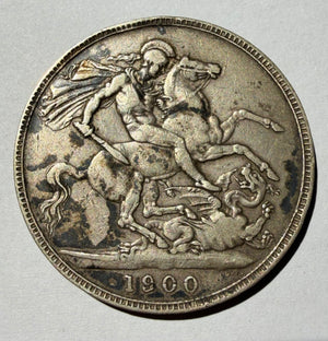 1900 Queen Victoria Veiled Head Silver Crown - Regnal Year LXIII