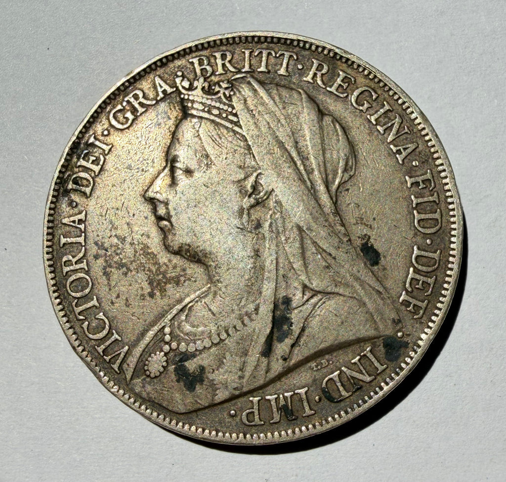 1900 Queen Victoria Veiled Head Silver Crown - Regnal Year LXIII