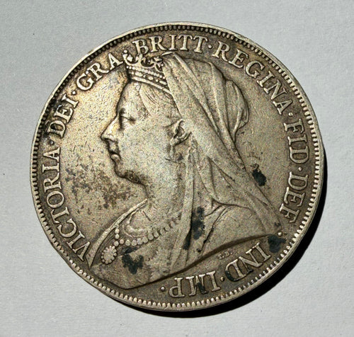 1900 Queen Victoria Veiled Head Silver Crown - Regnal Year LXIII
