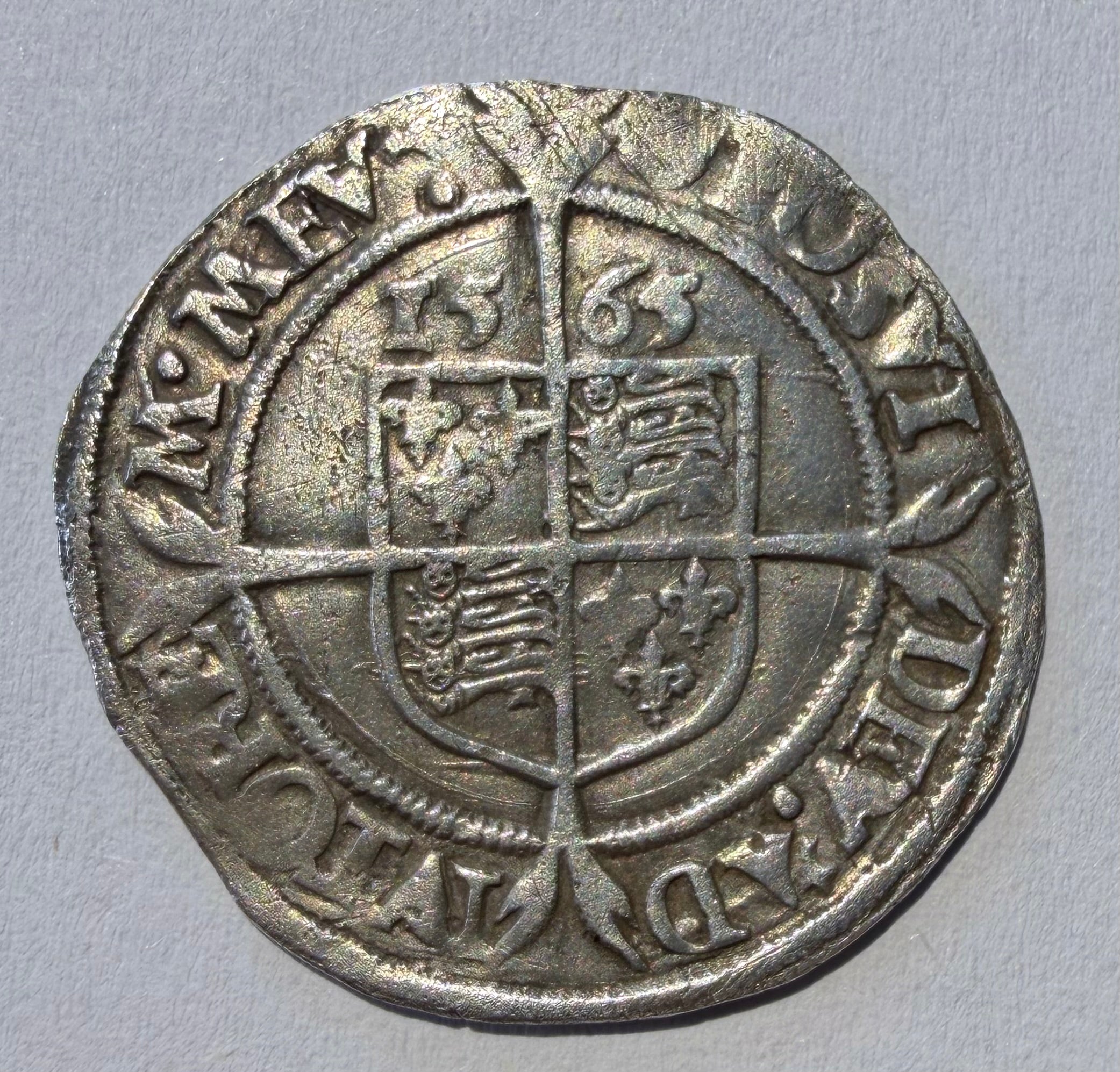 Elizabeth I 1565 Silver Sixpence - Scarce Rose Mintmark - Spink 2561
