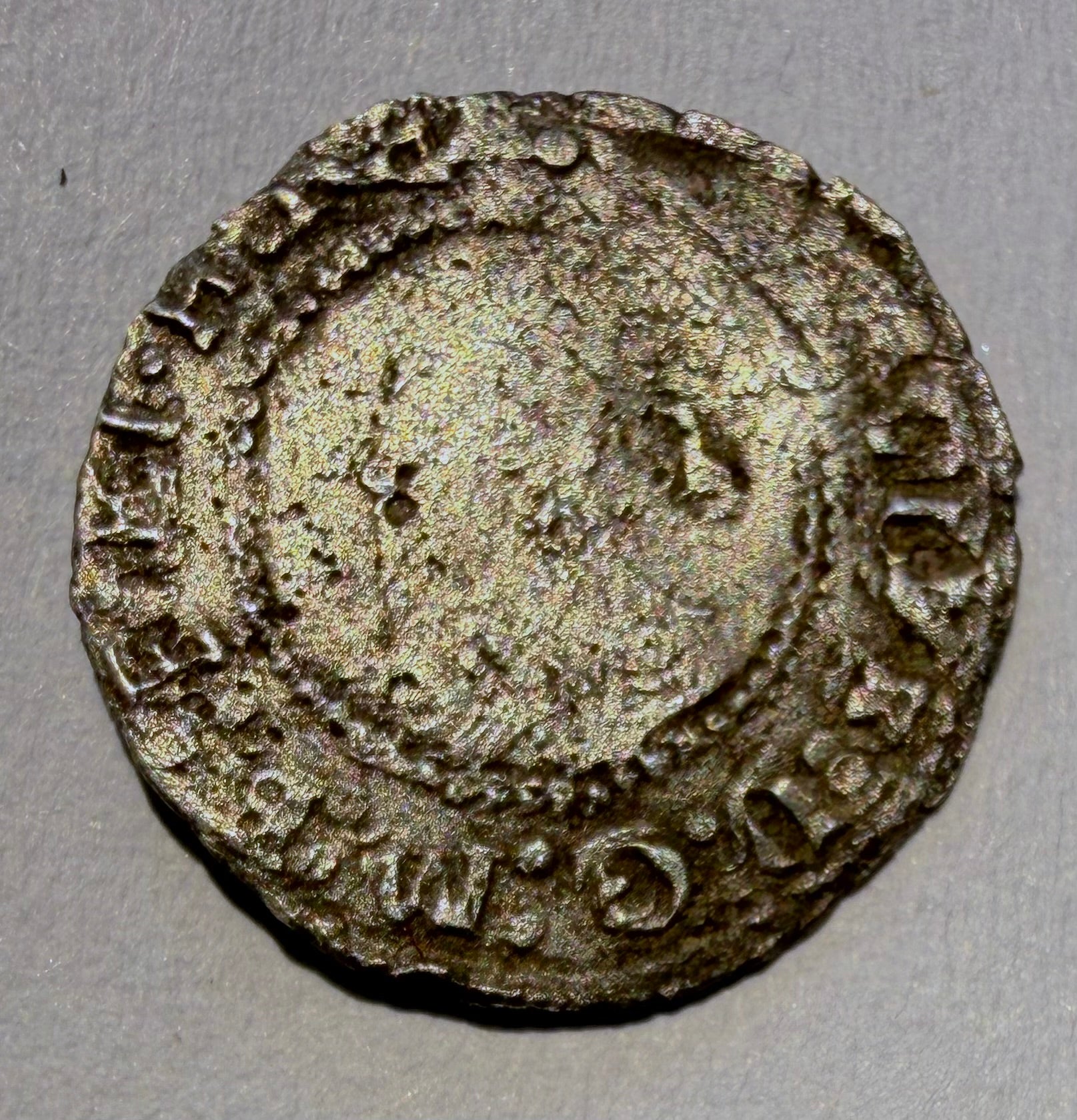 Charles I Penny Tower Mint MM Two Pellets Beaded Inner Circle obverse S2846