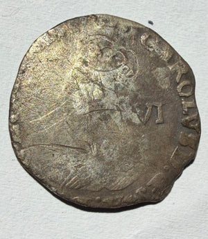Charles I Hammered Silver Sixpence - Crown Mintmark (1635-1636) - S.2813