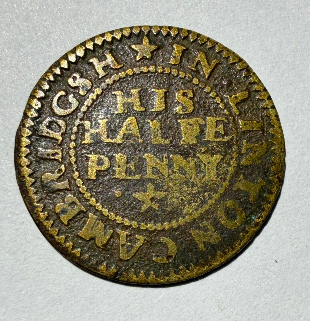 1667 Linton Cambridgeshire 17th C Halfpenny Trade Token - Robert Halls - W.143