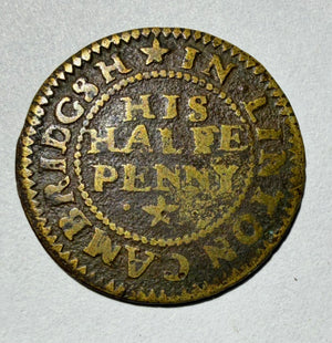 1667 Linton Cambridgeshire 17th C Halfpenny Trade Token - Robert Halls - W.143