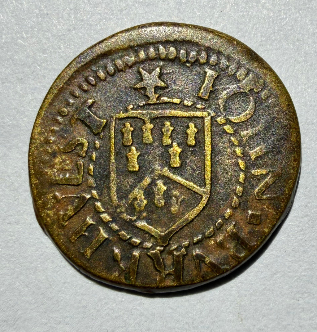 1657 Sutton Valence Kent / Cambs 177 Farthing Token -John Burkhuest Grocers Arms