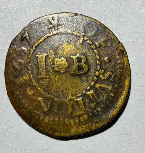 1657 Sutton Valence Kent / Cambs 177 Farthing Token -John Burkhuest Grocers Arms