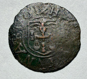 Wisbech Cambridgeshire 1657 Farthing Token Henry Tunard Bakers Arms W211