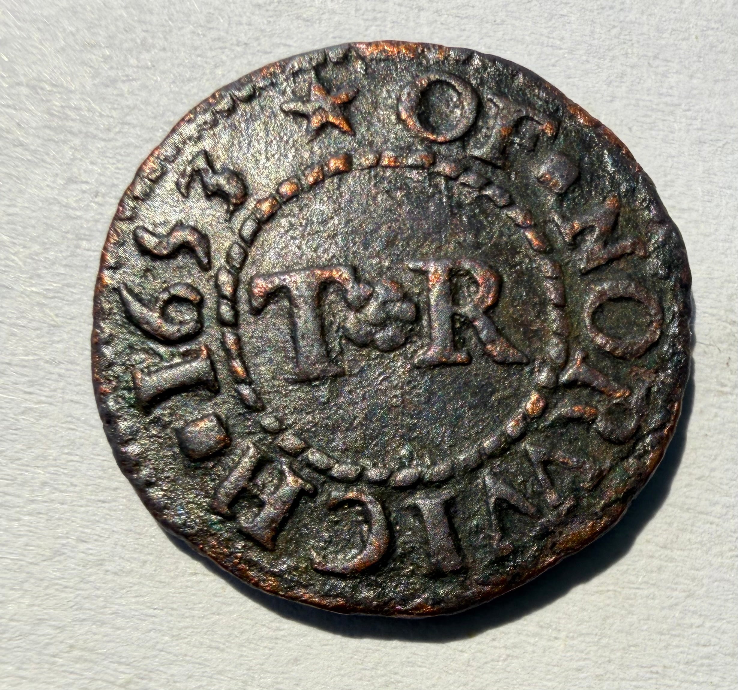 1653 Thomas Rayner Norwich Grocers Arms Farthing | 17th Century Trade Token