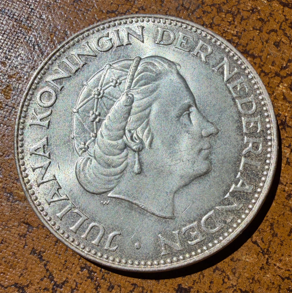 1960 Netherlands 2½ Gulden Silver Coin - Queen Juliana Rijksdaalder - 0.720 Silver (Copy)