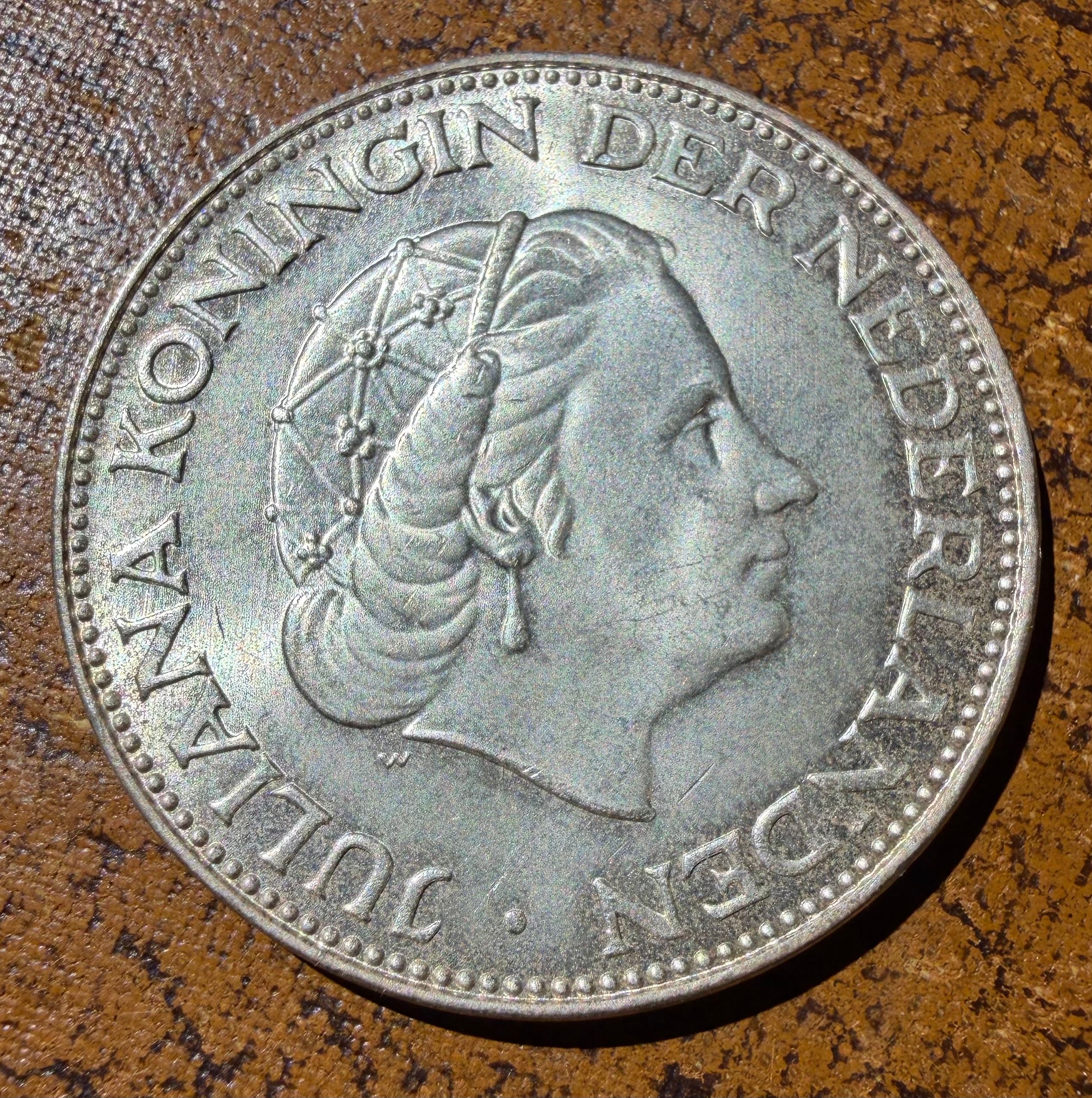 1960 Netherlands 2½ Gulden Silver Coin - Queen Juliana Rijksdaalder - 0.720 Silver (Copy)