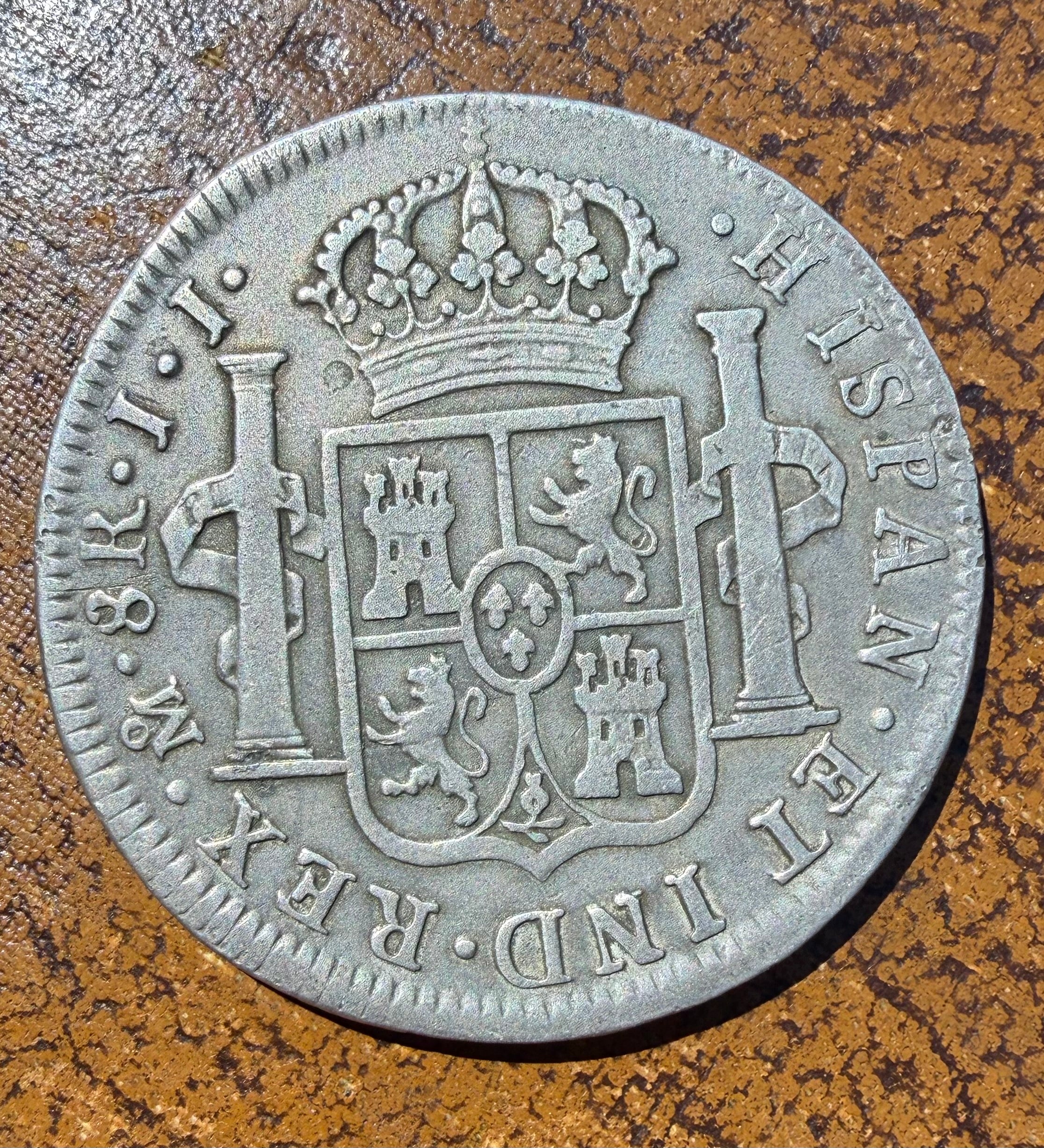 Spain 1819 Madrid 8 Reales Silver Coin - Ferdinand VII - Ex-Mount
