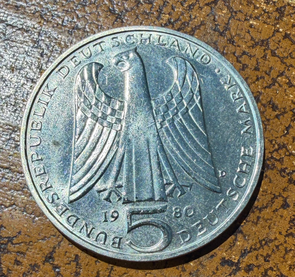 Germany 5 Deutsche Mark 1980 D- Walther von der Vogelweide- EF/UNC Commemerative