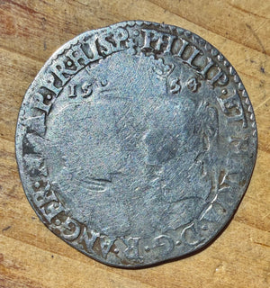Tudor Philip & Mary Silver Shilling 1554 - 30.4mm / 5.82g - Hammered Coin