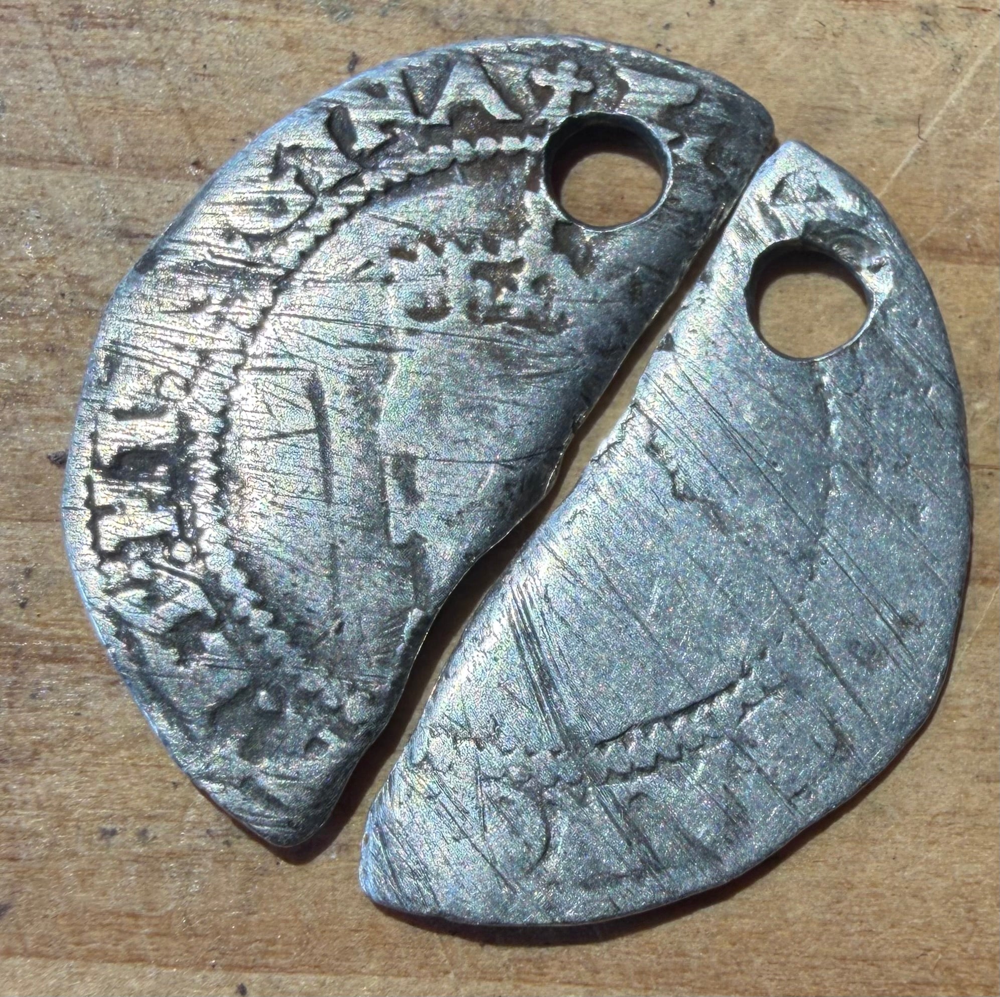 Elizabeth I Silver Sixpence 1572-1573 Ermine MM .Split/ Bent/ Pierced Love Token