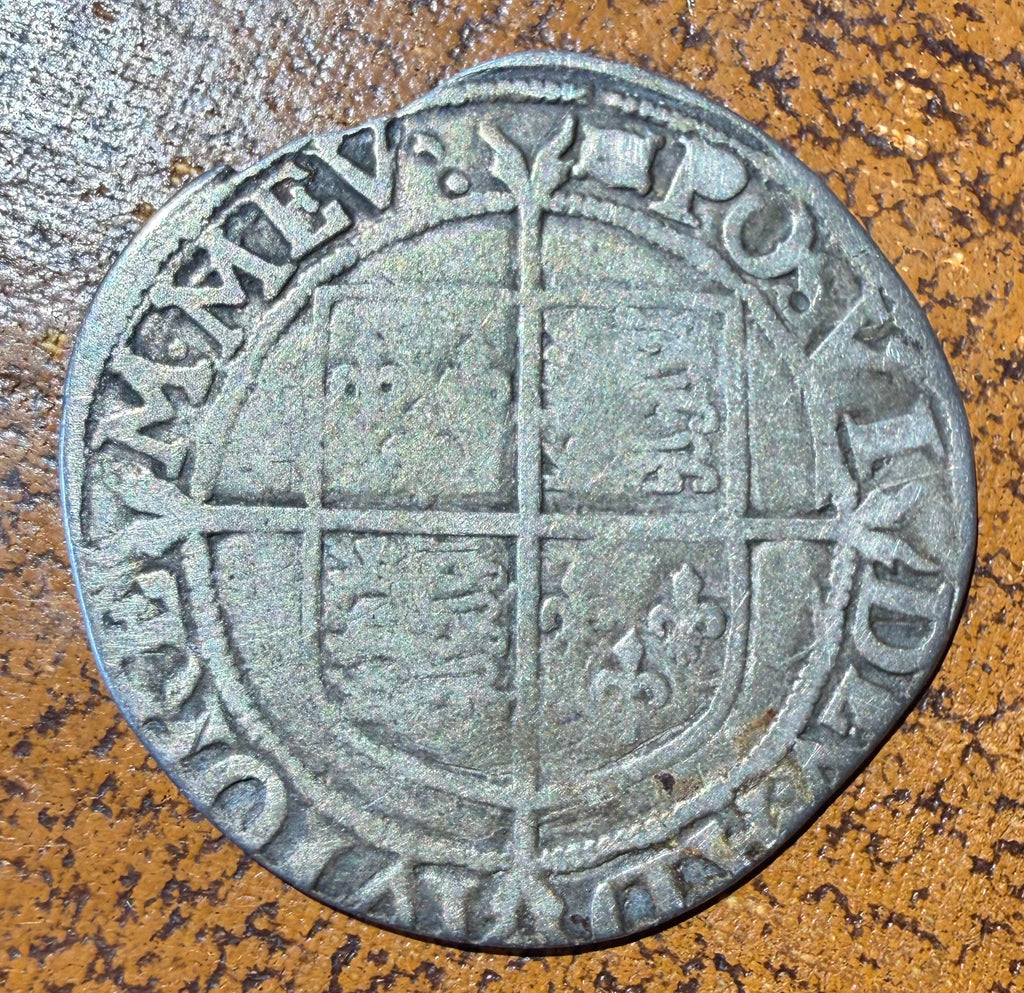 Elizabeth I Hammered Silver Shilling- Woolpack Mint Mark (1594–1596) - 6th Issue